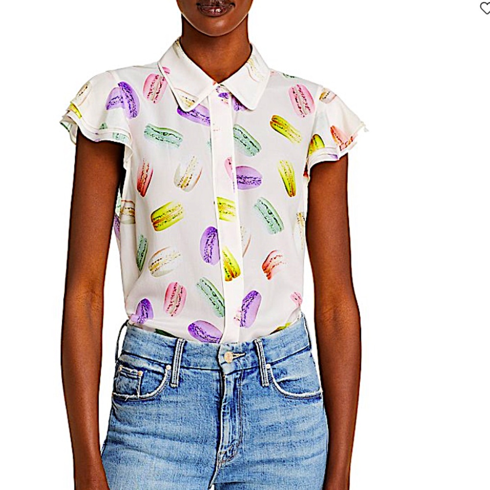 Alice and Olivia Multicolor Macarons Silk Shirt